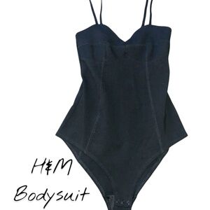 H&M bodysuit bodice bralette, adjustable straps, black, XS